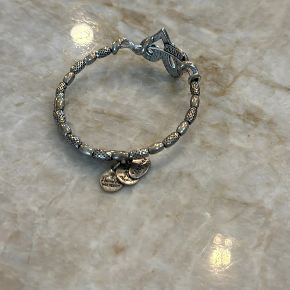Alexi and Ani heart bracelet, dark silver with textured beads